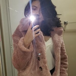 Free People Pink Faux Fur Jacket